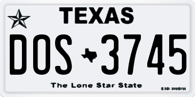 TX license plate DOS3745