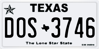 TX license plate DOS3746