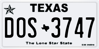 TX license plate DOS3747