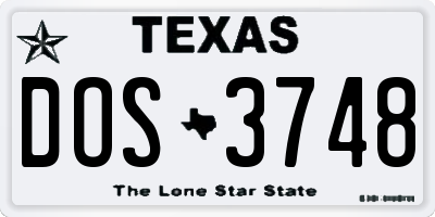 TX license plate DOS3748