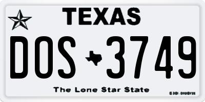 TX license plate DOS3749