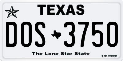 TX license plate DOS3750
