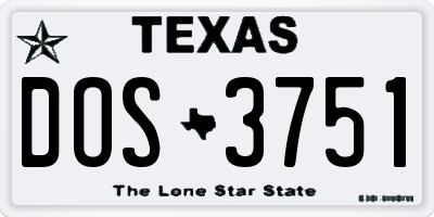 TX license plate DOS3751