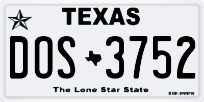 TX license plate DOS3752