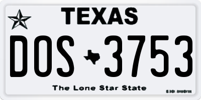 TX license plate DOS3753