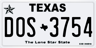 TX license plate DOS3754