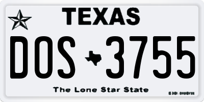 TX license plate DOS3755