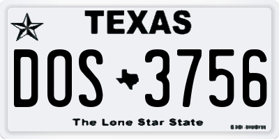 TX license plate DOS3756