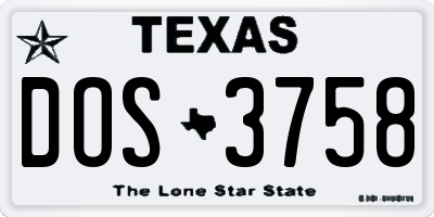TX license plate DOS3758