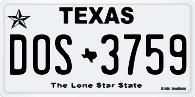 TX license plate DOS3759