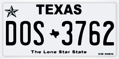 TX license plate DOS3762