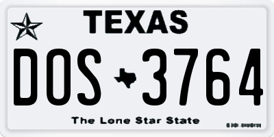 TX license plate DOS3764