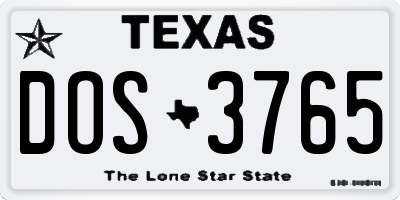 TX license plate DOS3765