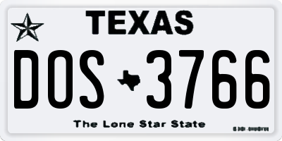 TX license plate DOS3766