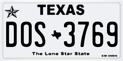 TX license plate DOS3769