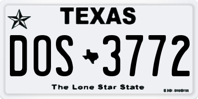 TX license plate DOS3772