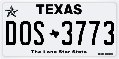 TX license plate DOS3773