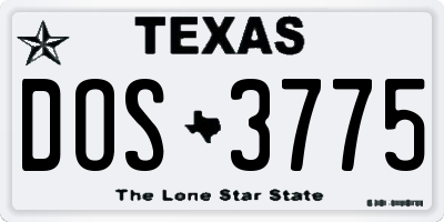 TX license plate DOS3775