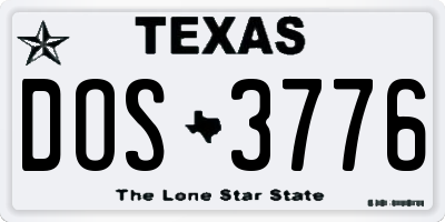TX license plate DOS3776