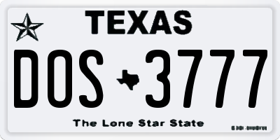 TX license plate DOS3777