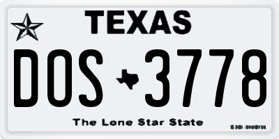 TX license plate DOS3778