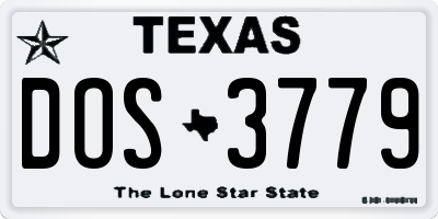 TX license plate DOS3779