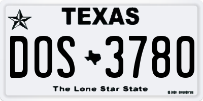 TX license plate DOS3780