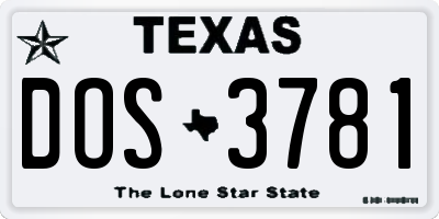 TX license plate DOS3781
