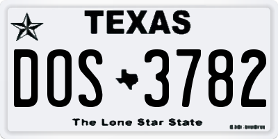 TX license plate DOS3782