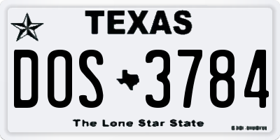 TX license plate DOS3784