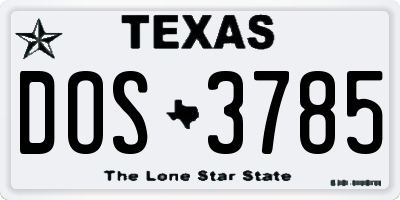 TX license plate DOS3785