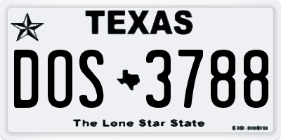 TX license plate DOS3788