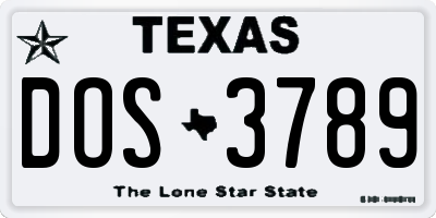 TX license plate DOS3789