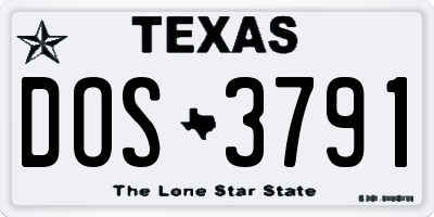 TX license plate DOS3791