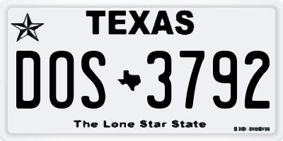 TX license plate DOS3792