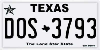 TX license plate DOS3793