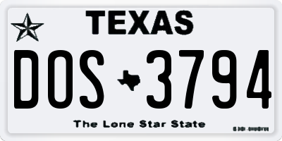 TX license plate DOS3794