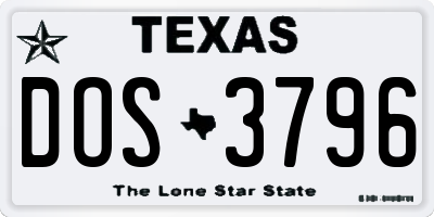 TX license plate DOS3796