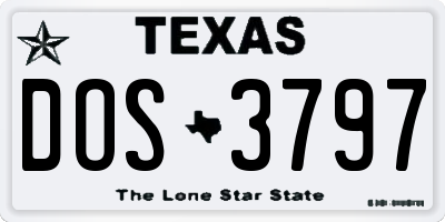 TX license plate DOS3797