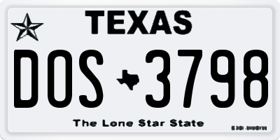 TX license plate DOS3798
