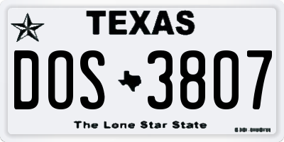 TX license plate DOS3807