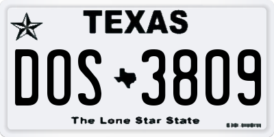 TX license plate DOS3809