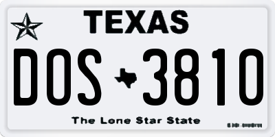 TX license plate DOS3810