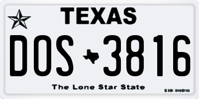 TX license plate DOS3816