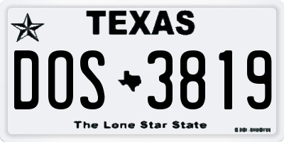 TX license plate DOS3819