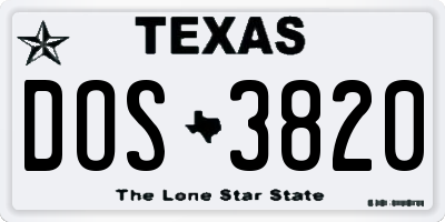 TX license plate DOS3820