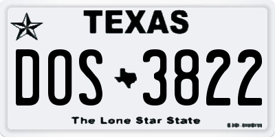 TX license plate DOS3822