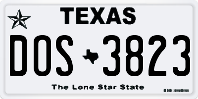 TX license plate DOS3823