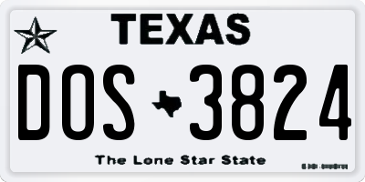 TX license plate DOS3824