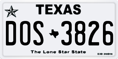 TX license plate DOS3826